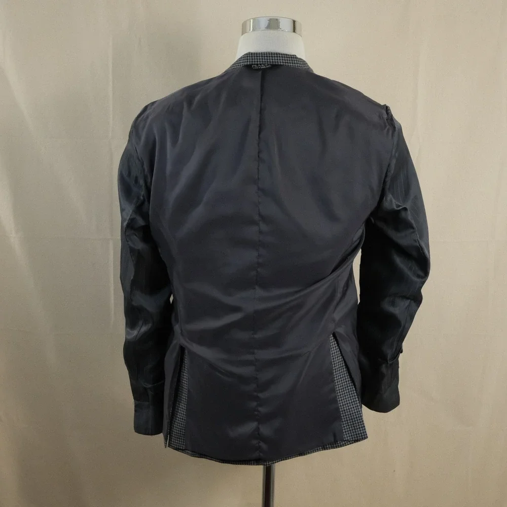 Jos A Bank 40S Sport Coat Wool Gray Blue Houndstooth Two Button Double Vented